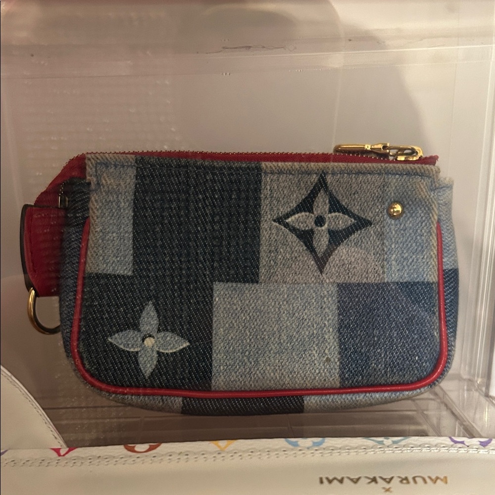 Lv key card pouch denim